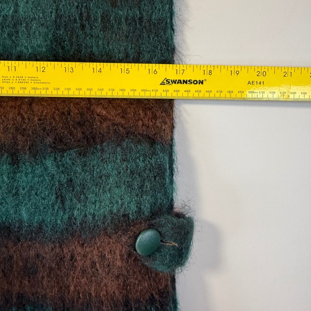 Strathtay Originals Vest Womens M? Green Brown Striped Mohair Fringe Scotland EX - Picture 7 of 7